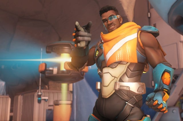 Baptiste from Overwatch posing for teh camera.