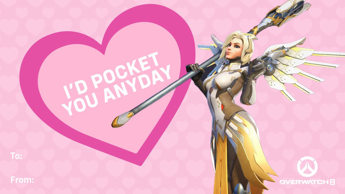 valentine with mercy holding her staff