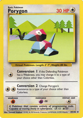 A Porygon Pokemon card.