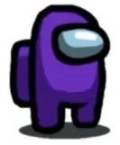 The Purple color from Among Us, showing readers a two-legged creature with a grey visor and a purple backpack