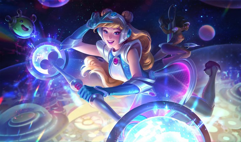 Space Groove Lux splash art in League of Legends