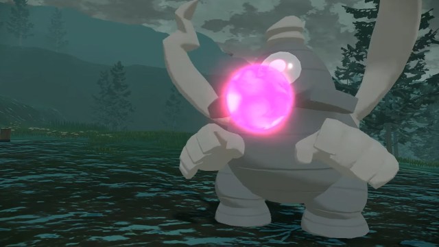 An image of Dusclops in a forest in Pokemon.