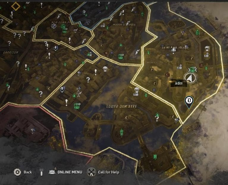 Saint Paul Island container safe code location on Dying Light 2 map