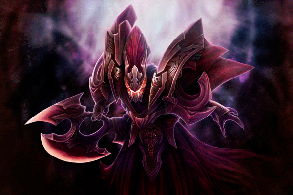 Spectre wearing a purple armor in Dota 2.