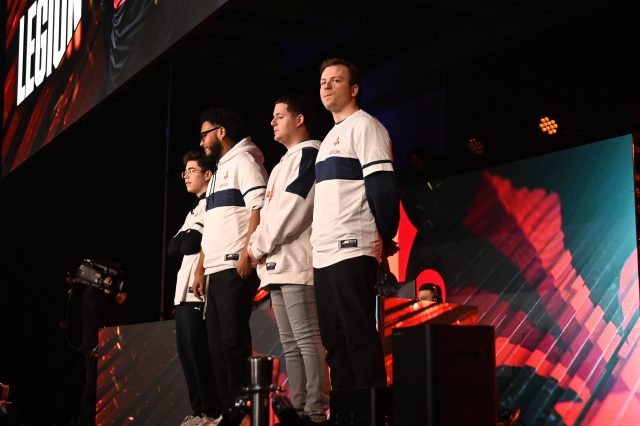 The Paris Legion squad stand on stage at the CDL Major 2.