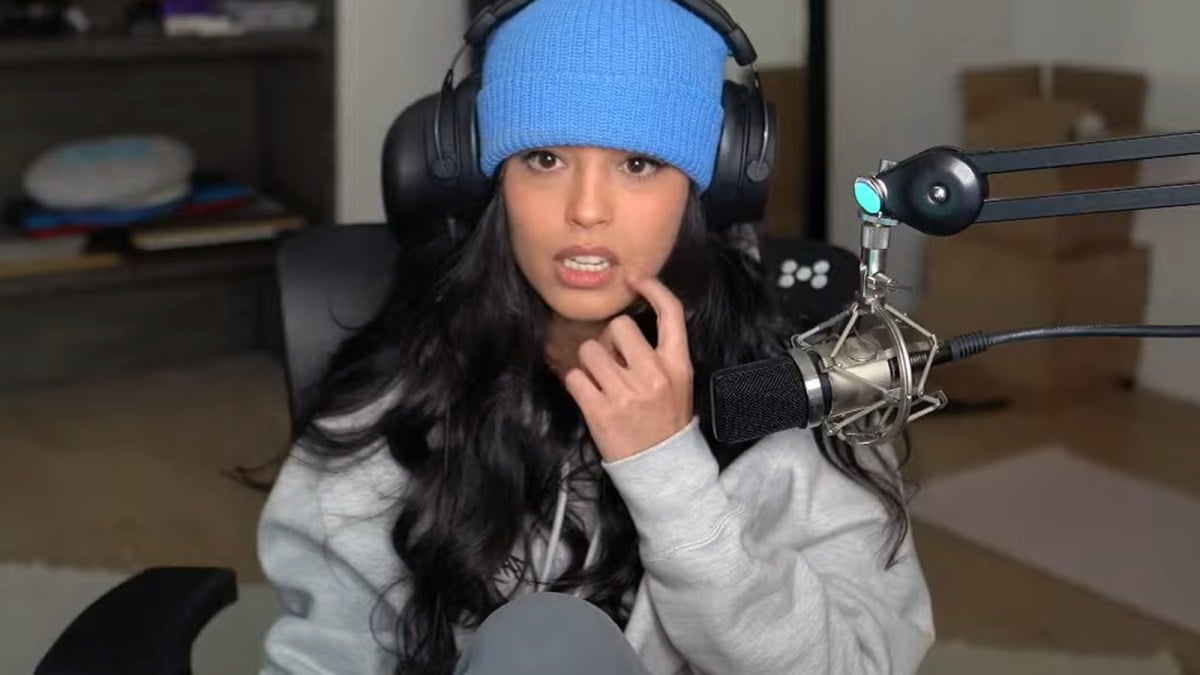 Valkyrae looks confused on her YouTube stream.