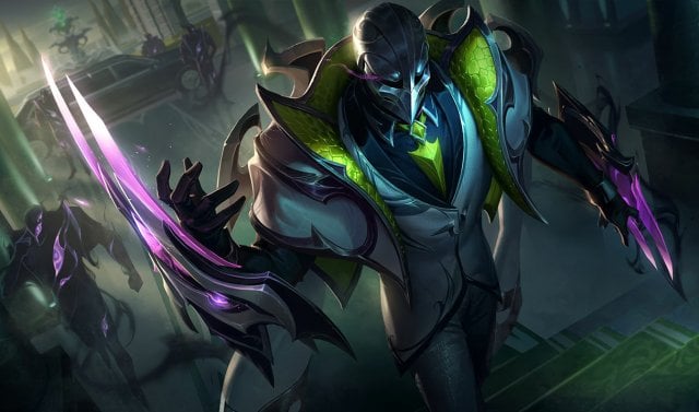 Zed's suits up alongside his clones in his Debonair skin.