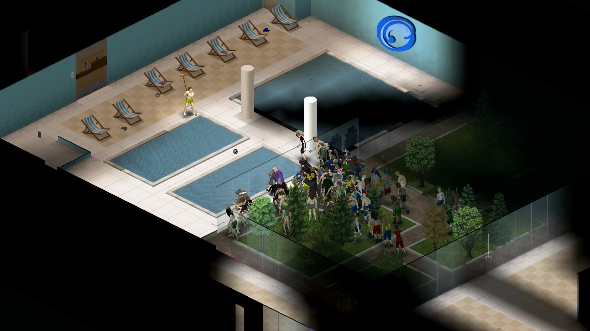 Project Zomboid gameplay footage.