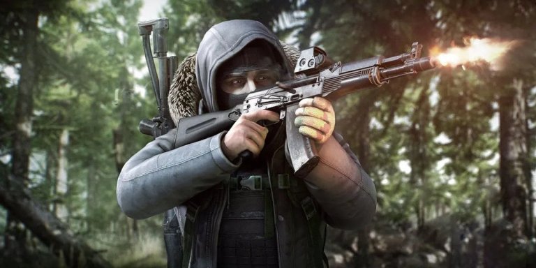 An image of a man shooting his gun in escape from tarkov