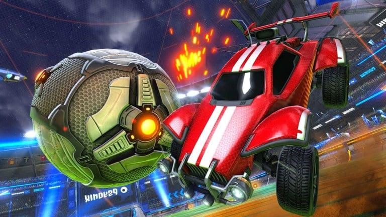 Rocket League car controlling the ball