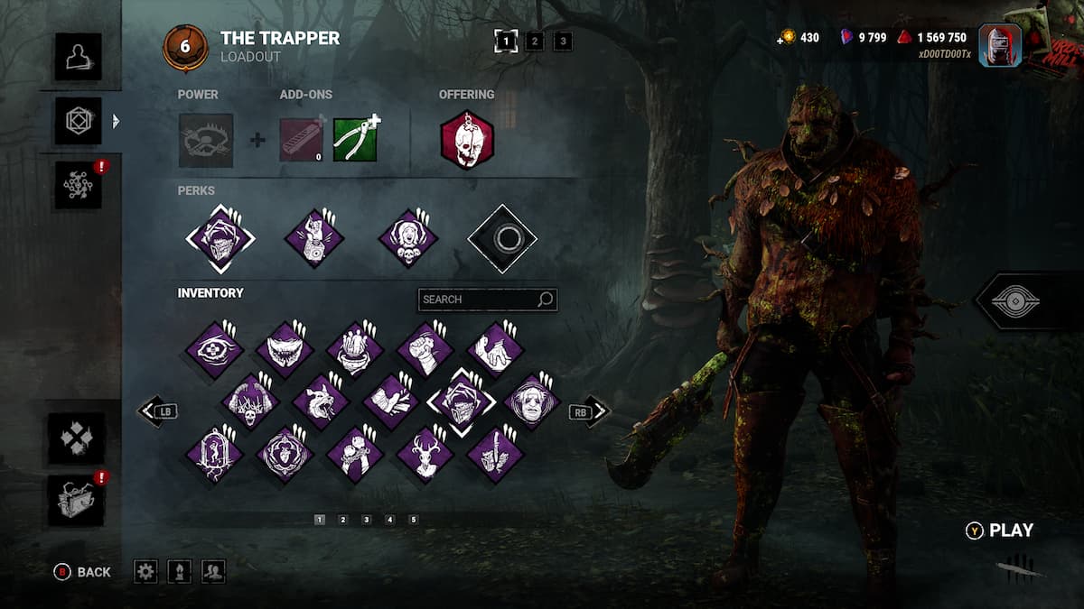 trapper dressed all in green leaves shows perks in his loadout