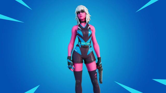 An image of the Harlowe skin from Fortnite. This skin features a pink lady with a customizable body suit.