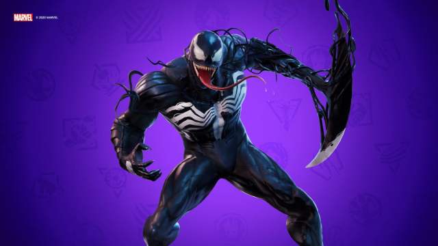 An image of Venom from Fortnite. This large monster is made out of black ink, and is called the Symbiote.