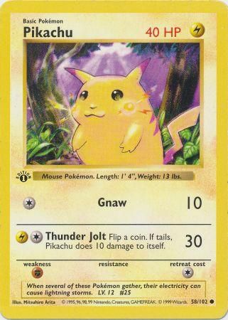 A Pikachu Pokemon card.