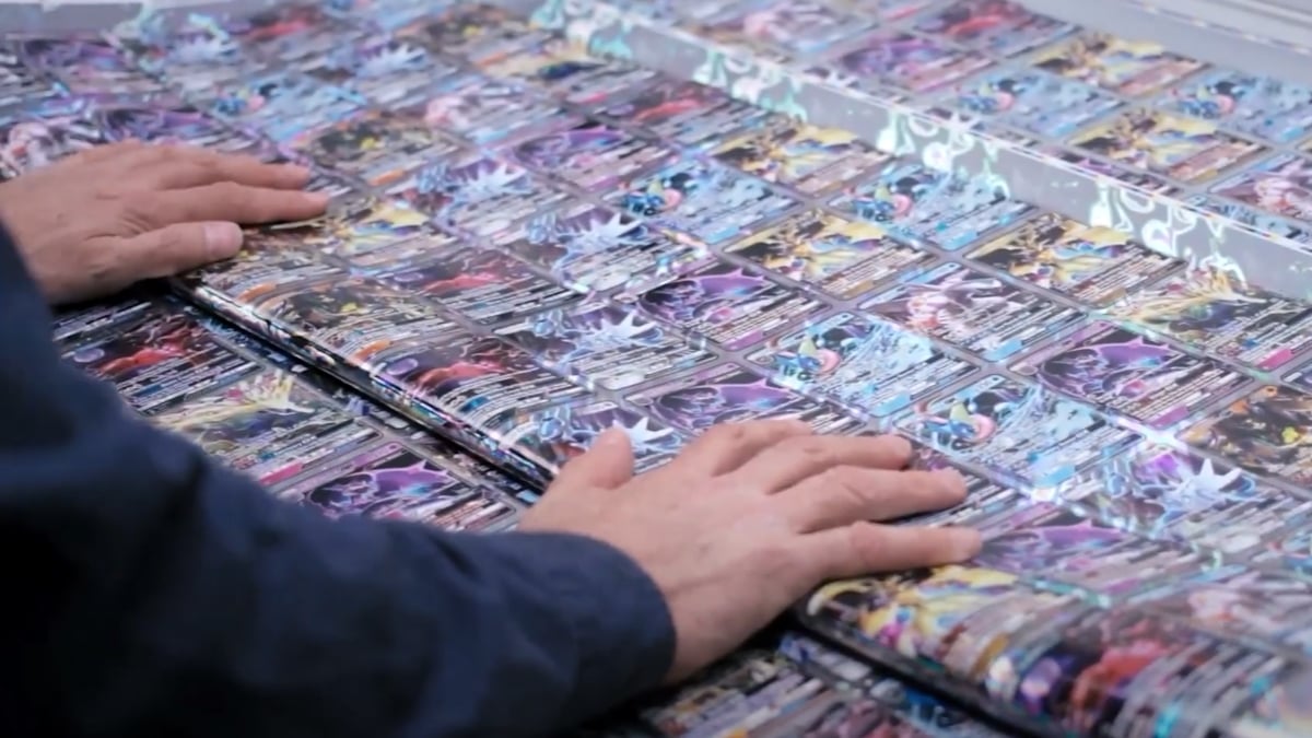 A roll of Pokemon TCG cards being printed