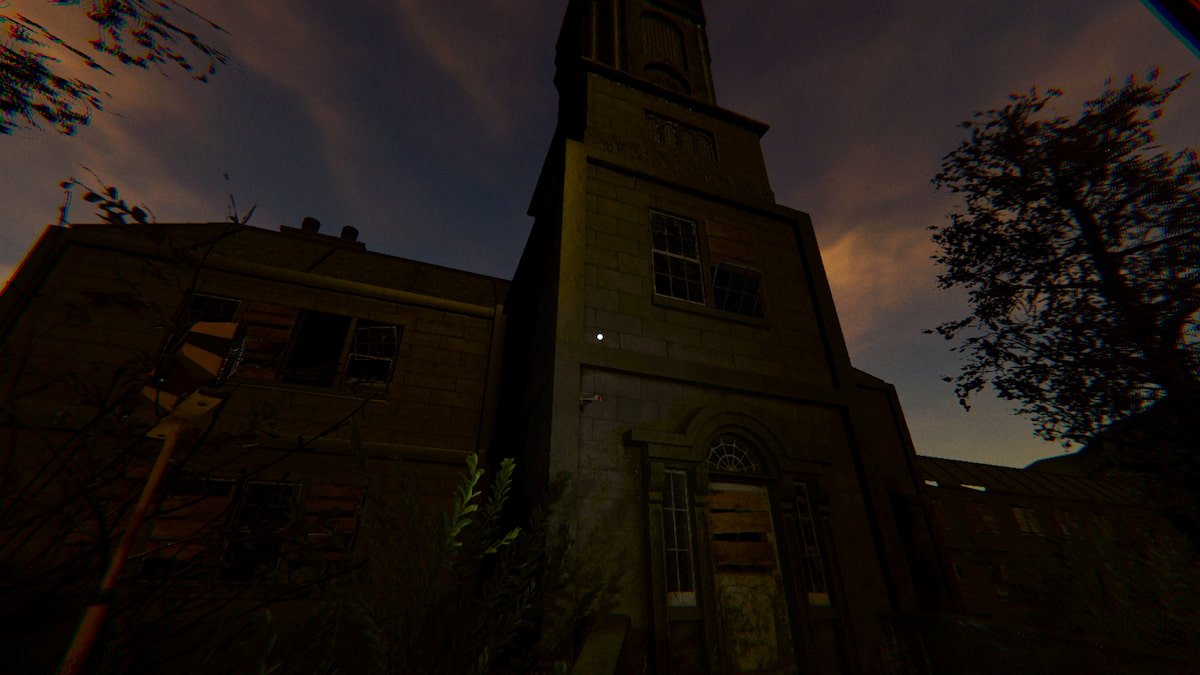 The outside of Sunny Meadows in Phasmophobia.