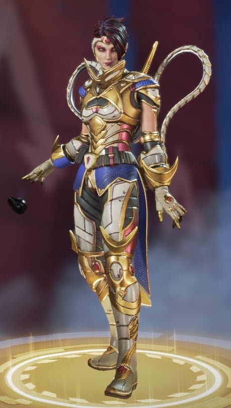 Catalyst wears a gold and blue skin.