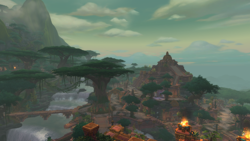 A mountain landscape in WoW.