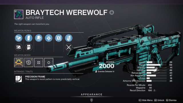 Braytech Werewolf god roll in Destiny 2