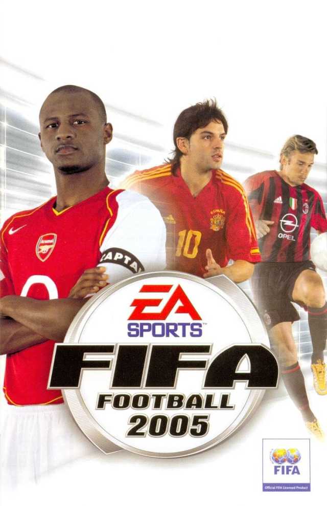 Patrick Vieira, Fernando Morientes, and Andriy Shevchenko on the cover of FIFA 05