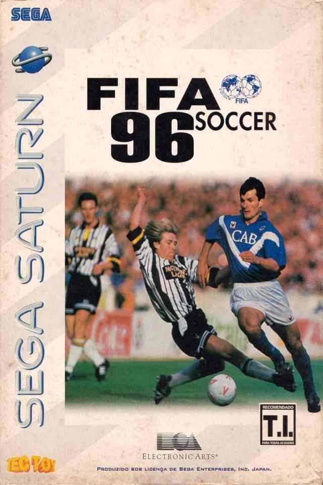 Andy Legg and Ioan Sabau on the cover of FIFA 96