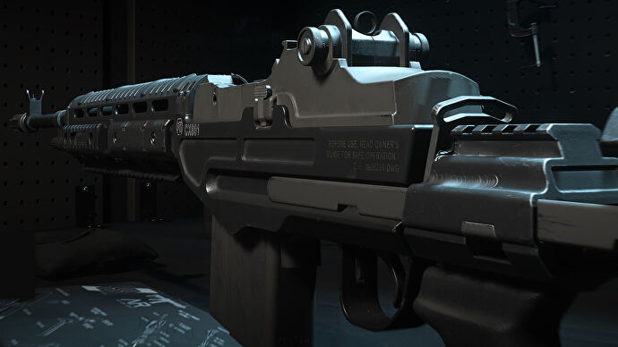 Up close shot of EBR-14 marksman rifle in Warzone.