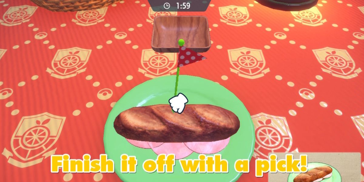 Making a sandwich in Pokémon Scarlet and Violet with a pick.