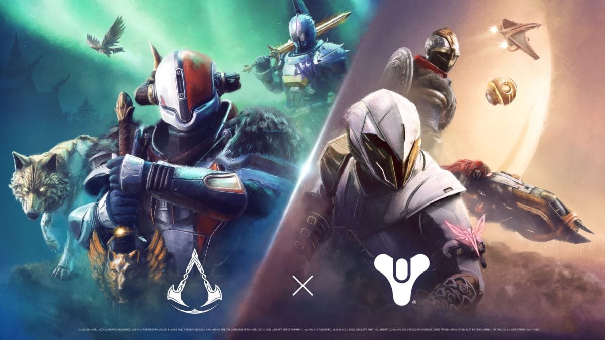 Promotional art for the collab between Destiny 2 and the Assassin's Creed franchise.