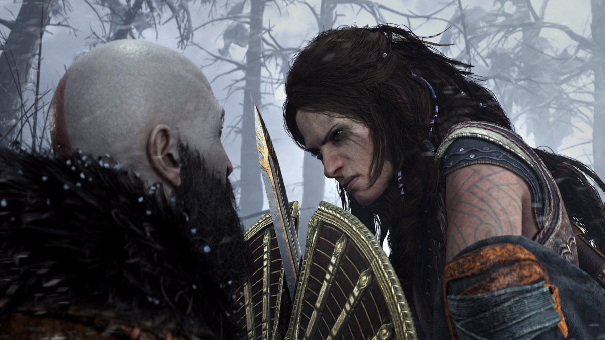 Freya and Kratos face off in God of War Ragnarok's opening scene