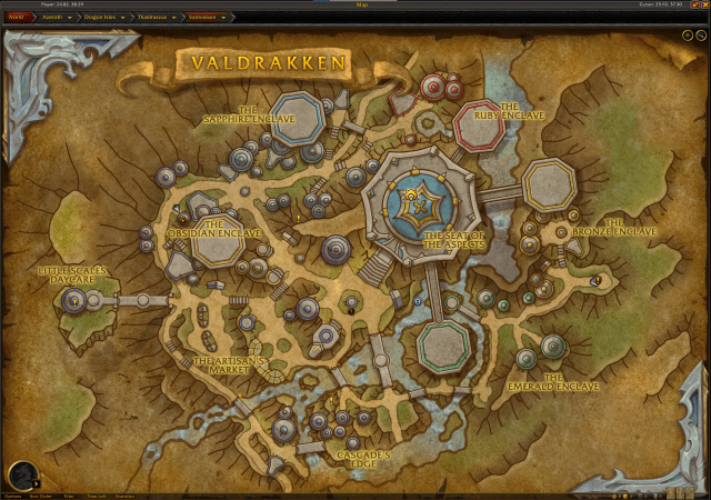 A screenshot of a map of Valdrakken from World of Warcraft.