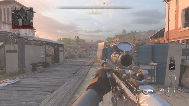 A screenshot of a Longshot sight line on the Zarqwa Hydroelectric map in MW2.
