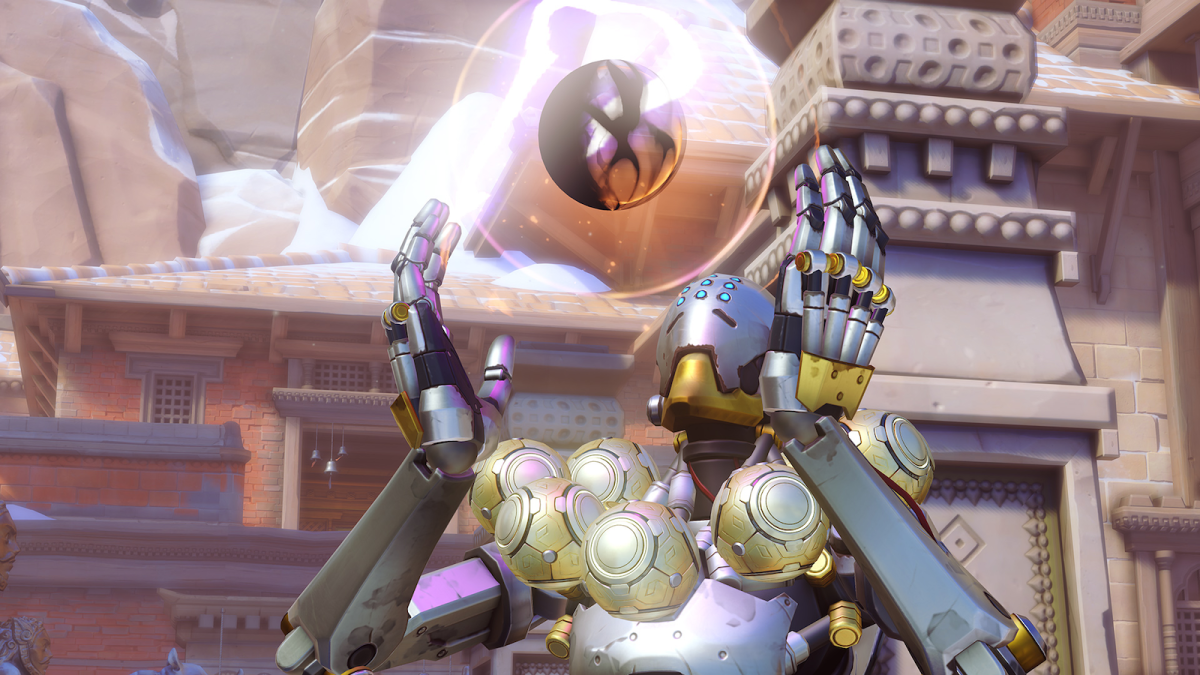 Zenyatta holding an orb in the air in Overwatch 2