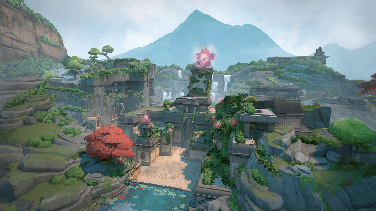 Bird view of the Lotus map in VALORANT