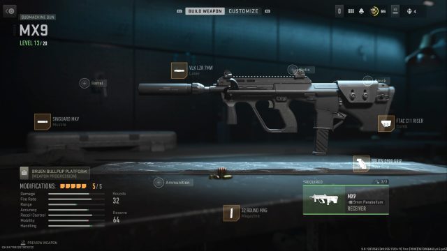 A screenshot of the best MX9 loadout in Warzone.