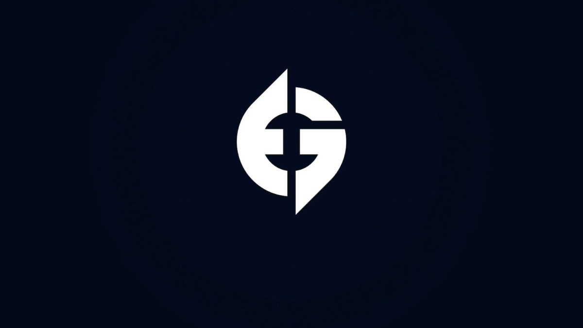 Evil Geniuses' "EG" logo on a dark barkground