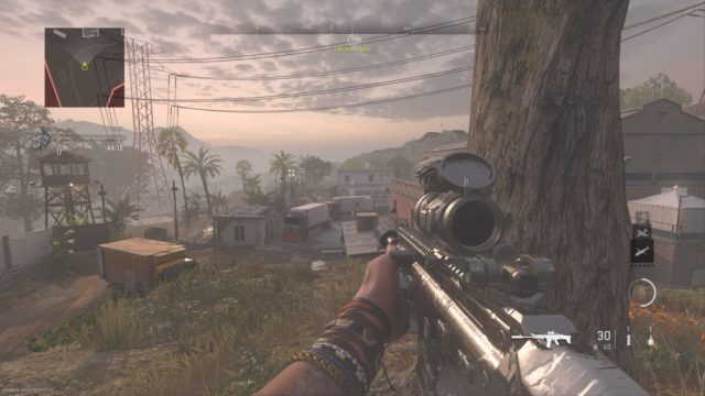 A screenshot of a Longshot sight line on the El Asilo map in MW2.