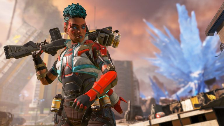 A screenshot of Bangalore in Apex Legends.