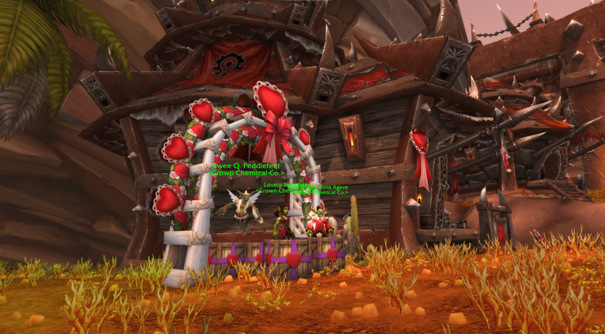 Goblins in orgrimmar celebrating WoW's Valentine's Day event