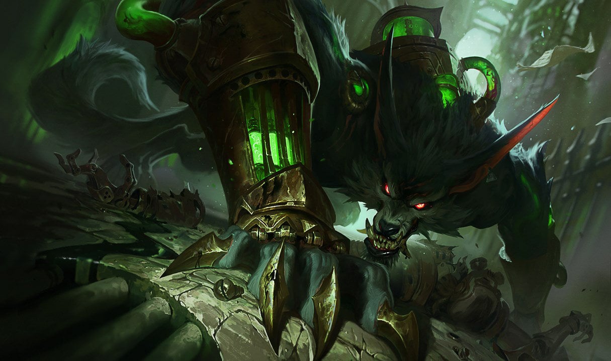 Default splash art for LoL champion Warwick.