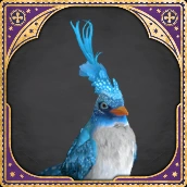 An image of the Jobberknoll from Hogwarts Legacy, a small bird with a mohawk.