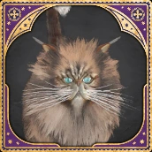 An image of the Kneazle from Hogwarts Legacy, a small cat with a compact face and a big body.