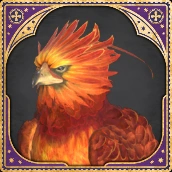 An image of the Phoenix from Hogwarts Legacy, a bird with orange and red feather and lights on fire.