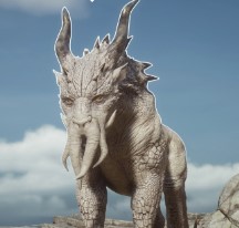 An image of the Shiny Graphorn from Hogwarts Legacy, which has white and silver scales. 