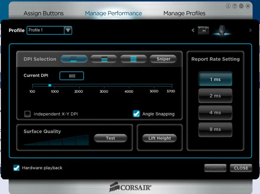 Photo of angle-snapping settings in mouse program 