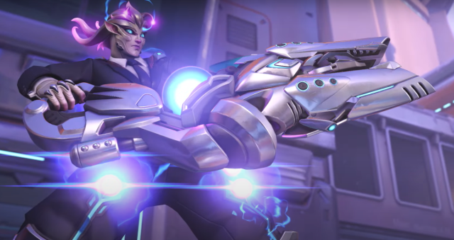 The Alien Zarya skin as it appears in Overwatch 2.