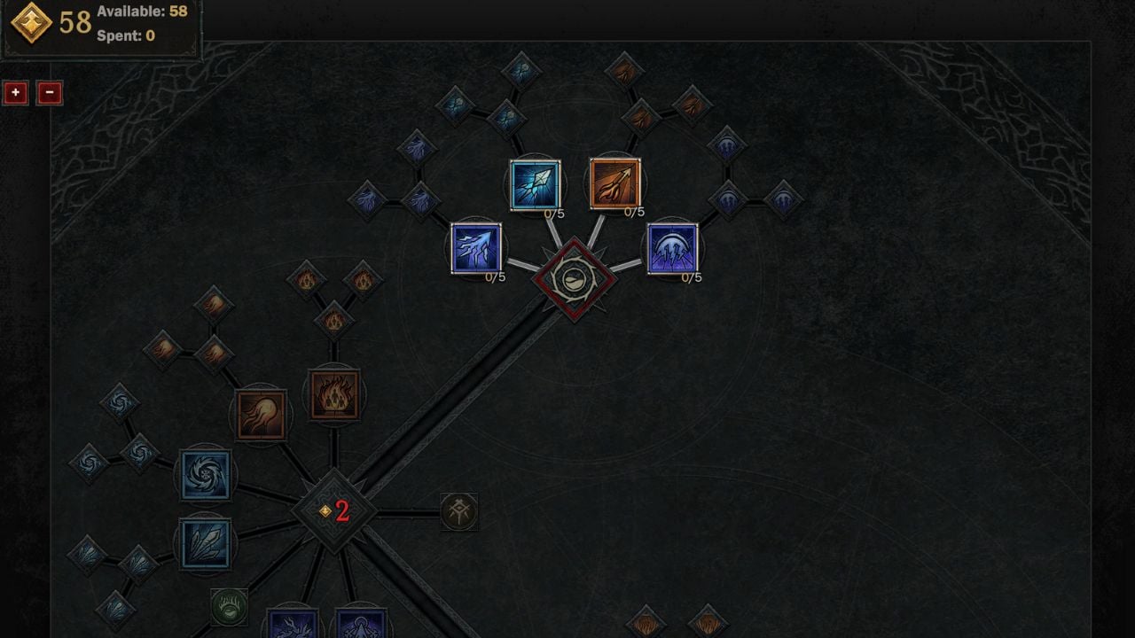 Skill icons for the Sorcerer Class in Diablo 4