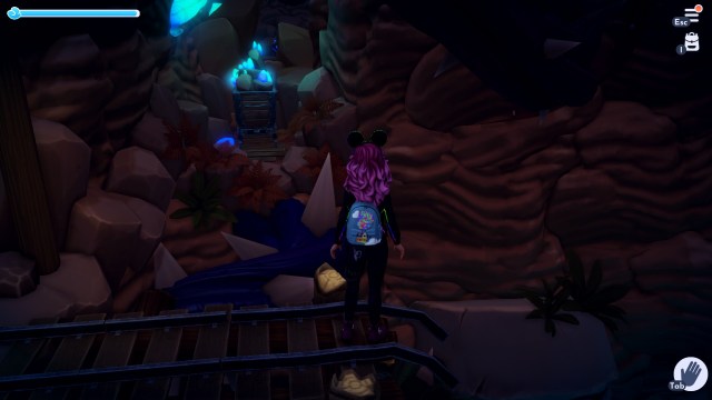 The player getting ready to cross a Night Thorn bridge.