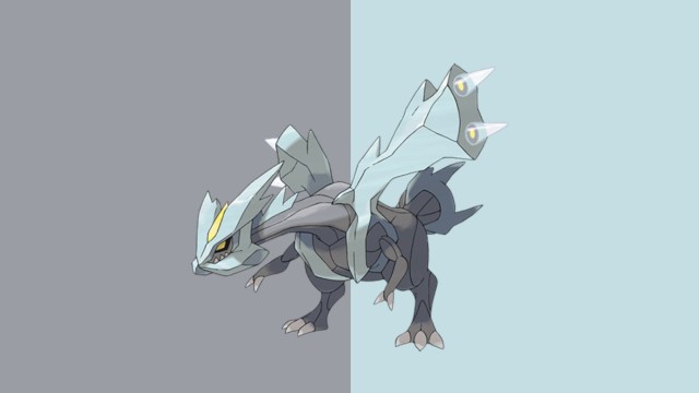 Kyurem in Pokemon Go, an icey-looking dragon.