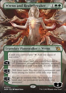 MTG Planswalker Wrenn and Realmbreaker merging