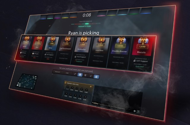 The Immortal Matchmaking picking stage in Dota 2.